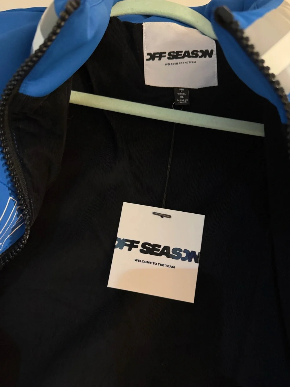 Brand New Off Season Detroit Lions Blue Number 14 Puffer Jacket